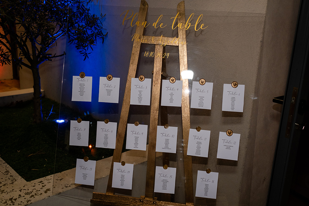 Plan de table du mariage, décoration soignée